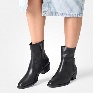 Paul Green Calista Ankle Boots Size 7 Black Leather Low Heel Western NEW $475